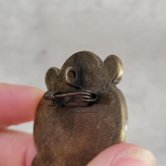 Vintage Statement Brooch Pin Faceted Glass Rhinestone Brass Metal Art Deco 1930s - Picture 6 of 14